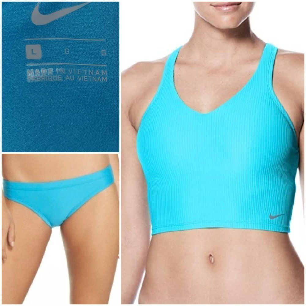 Nike Sz L Ribbed Racerback Midkine Bikini